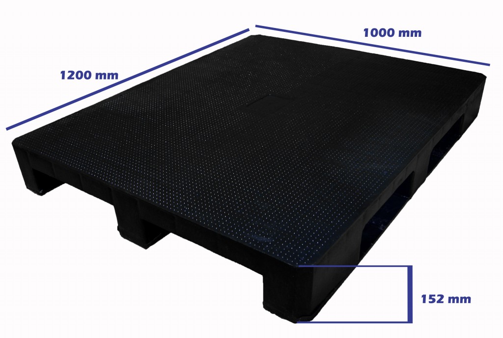 Palet de plástico ligero 1200 x 1000mm superficie rejada 9 pies 1000k
